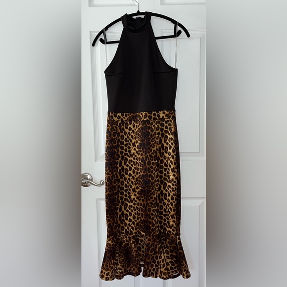 Leopard Print Black Midi Dress - Picture 1 of 5
